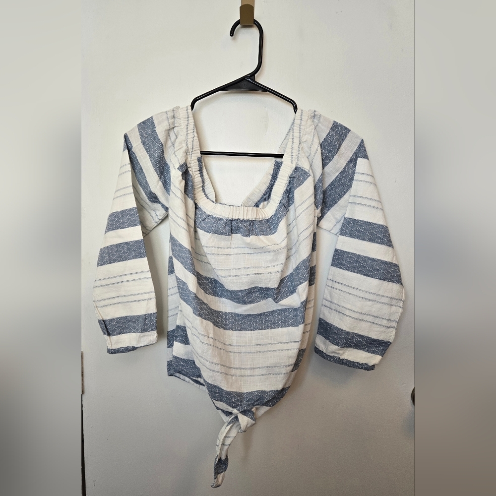 28. Roxy Off The Shoulder Striped Long Sleeve Blouse